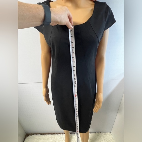 TAHARI ARTHUR S. LEVINE Black slip dress with animal print lining cap sleeve 12 - Picture 10 of 14